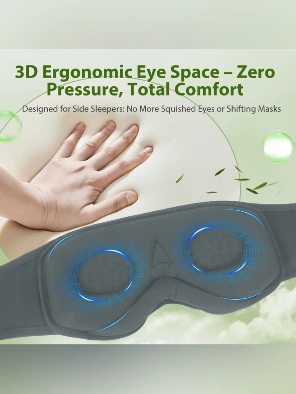 Bamboo Cotton Soft Sleep Mask with Adjustable Headband,